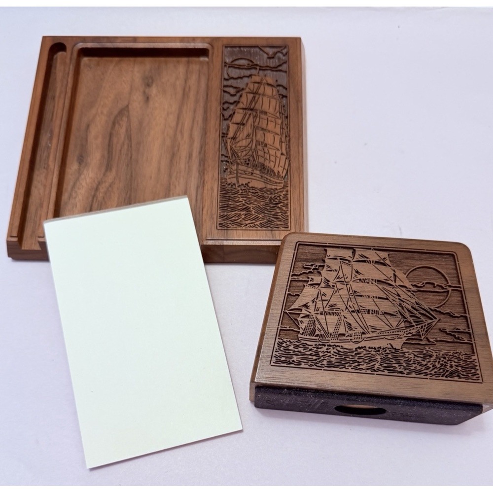 Vintage Desk Set MCM Office Retro Wood Staging Laser Craft USA CA Boho Cottage